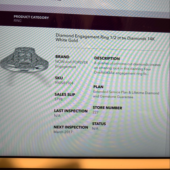 Diamond engagement ring 1/2 cr tw diamonds 14k white gold size 5.5 - Picture 2 of 3